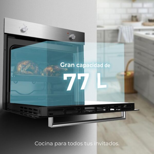 Imagen 6 Horno integrable Bolero Hexa C126000 Mirror A de 77 L, 2800 W y 4 funciones. Diseño elegante en cristal espejo y alta eficiencia energética clase A.