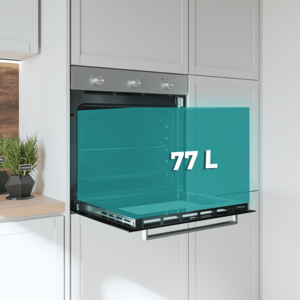 Imagen 6 Horno integrable Bolero Hexa C136000 Mirror Time A con 77 L de capacidad, 2800 W de potencia, 4 funciones de cocción y clasificación energética clase A.