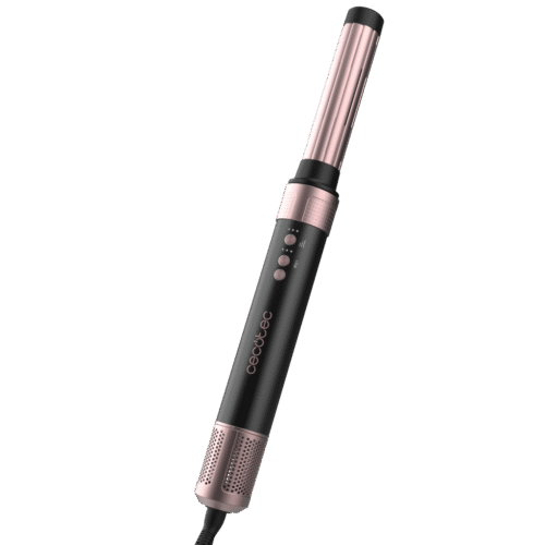 Imagen 2 Moldeador Cecotec Bamba CeramicCare 2in1 AirGlam Black con tecnología Coanda, motor digital de 1400 W y revestimiento de cerámica y queratina para un cabello sano.