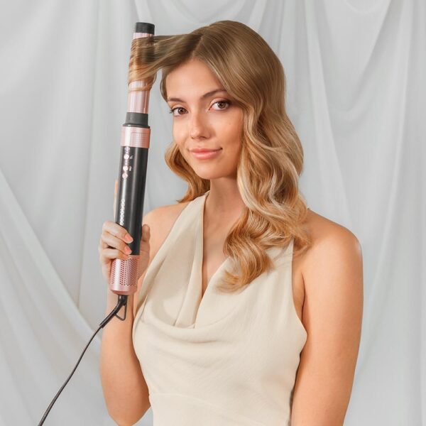 244-Imagen-3 Imagen 3 Moldeador Cecotec Bamba CeramicCare 2in1 AirGlam Black con tecnología Coanda, motor digital de 1400 W y revestimiento de cerámica y queratina para un cabello sano.