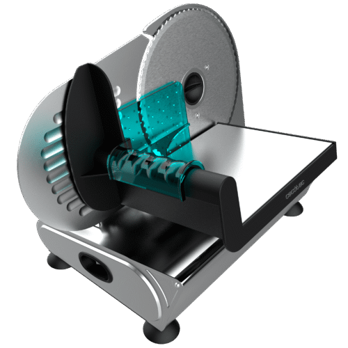 Imagen 2 Cortafiambres Rock'nCut Advance de 180 W con disco de 190 mm. Sistema de ajuste gradual de 0 a 15 mm y tecnología HardGear para cortes precisos y eficientes.