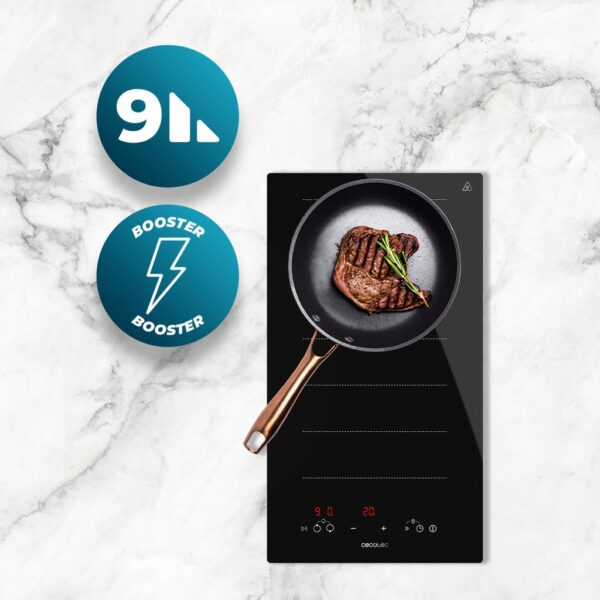 Imagen 5 Placa de inducción Bolero Squad I 2100 Flex de 3500 W con zona flexible, función Booster, 9 niveles de potencia y sistemas de seguridad avanzados integrados.