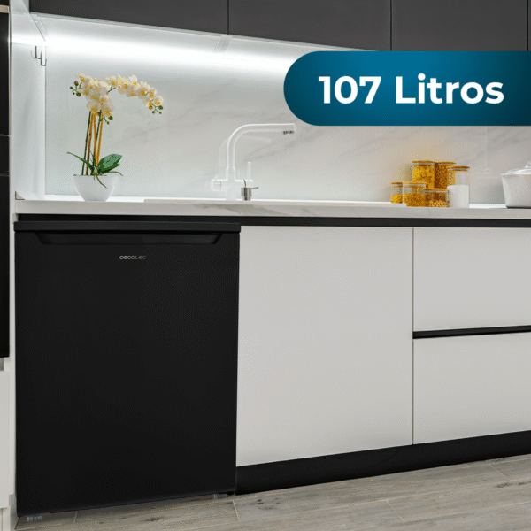 Imagen 3 Frigorífico mini Bolero CoolMarket TT 107 Black de 107L con control de temperatura regulable, compartimento de conservación y eficiencia energética clase E.