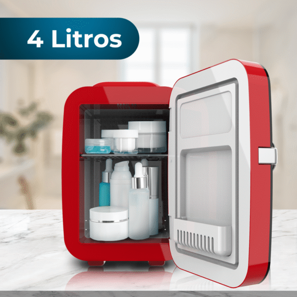 Imagen 4 Frigorífico retro Bolero MiniCooling 4L Río Red con función de frío y calor. Funciona a 12V y 220V, ideal para coches, caravanas y productos de cosmética.