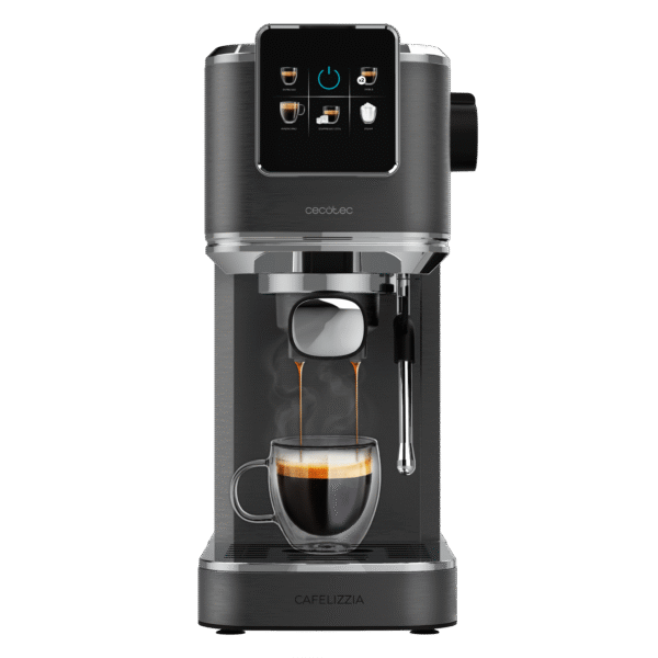 Vista frontal del microondas digital Cecotec Proclean 2500 con panel de control táctil y mando giratorio