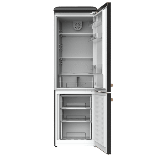 Imagen 2 Frigorífico retro Cecotec Bolero CoolMarket Combi Origin 300 Black E de 300L. Diseño vintage con clase energética E, luz LED y detalles cromados premium.