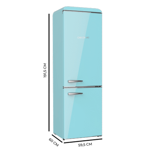 Imagen 2 Frigorífico retro combi Cecotec de 300L con diseño vintage en azul, clase energética E, luz LED interior y abridor de botellas integrado. Estilo y eficiencia.