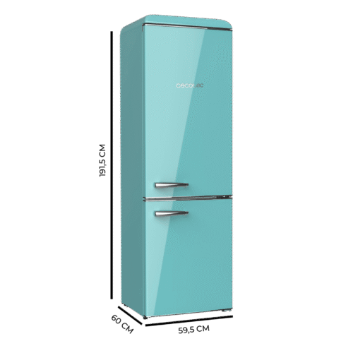 Imagen 2 Frigorífico combi retro Bolero CoolMarket Combi Origin 300 Green E de 300L. Diseño vintage verde con tiradores cromados, luz LED y eficiencia energética clase E.