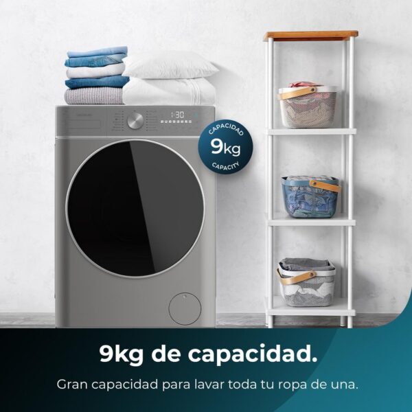 Imagen 5 Lavadora de carga frontal Bolero DressCode 9800 Inverter Steel A de 9 kg y 1400 rpm. Motor Inverter Plus, SteamMax, 16 programas y máxima eficiencia Clase A.
