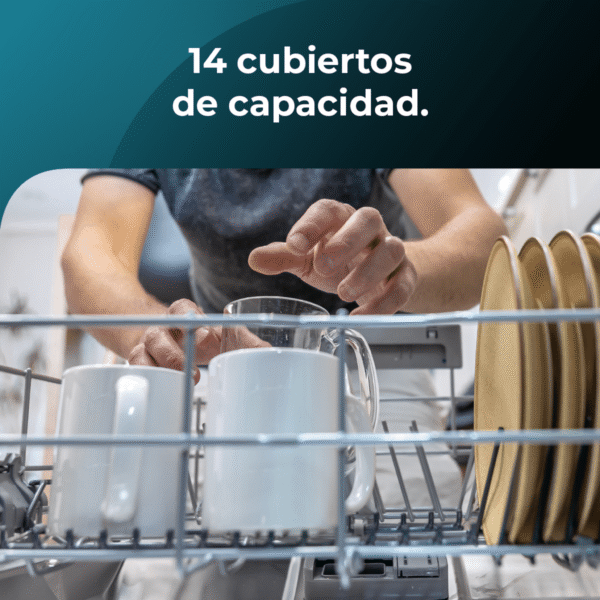 Imagen 6 Lavavajillas Bolero Aguazero 6200 Inox D de 60 cm con capacidad para 14 cubiertos, 3ª bandeja, 6 programas y tecnología Turbo Dry+ para un secado impecable.