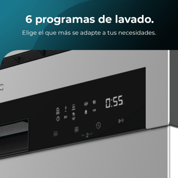 Imagen 7 Lavavajillas Bolero Aguazero 6200 Inox D de 60 cm con capacidad para 14 cubiertos, 3ª bandeja, 6 programas y tecnología Turbo Dry+ para un secado impecable.