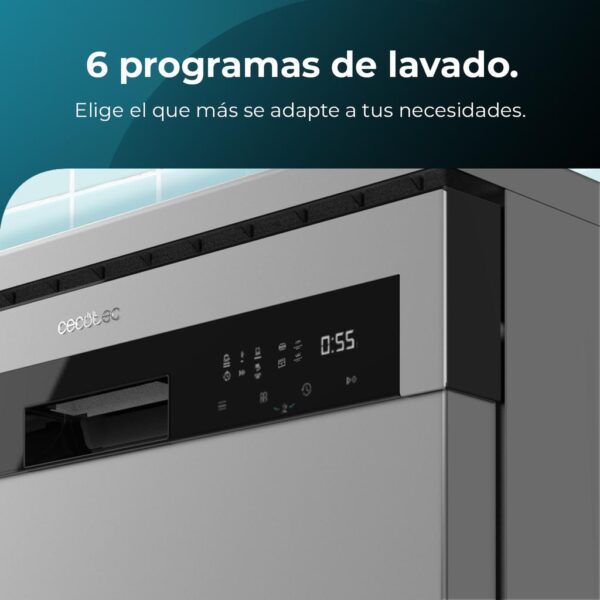 Imagen 7 Lavavajillas Bolero Aguazero 6500 Inox C de 60 cm con capacidad para 15 cubiertos, motor Inverter Plus, 6 programas, tercera bandeja y sistema de secado Dry+.