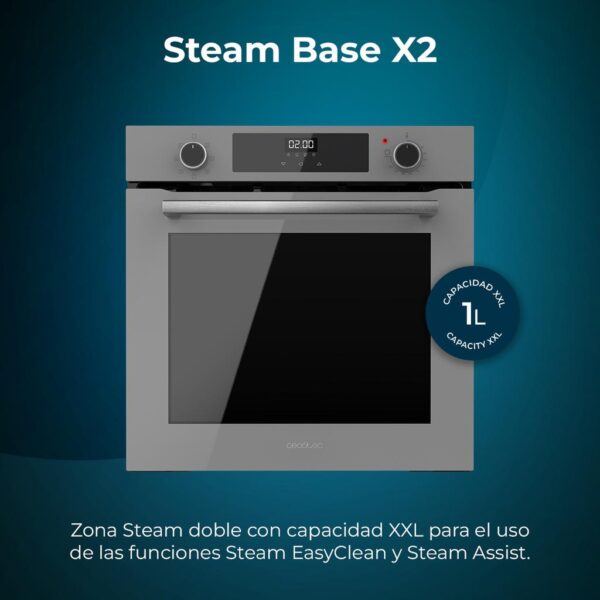 Imagen 8 Horno integrable Cecotec Bolero Hexa M226000 de 75L. Con 7 funciones, Steam Assist y acabado Glass Grey. Eficiencia energética A y potencia de 2800W.