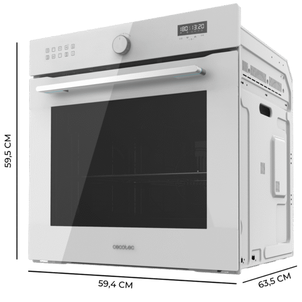 Imagen 3 Horno integrable Cecotec Bolero Hexa AF316000 Glass White de 81L, clase A. Con 11 funciones, Airfryer Master, Pizza Master y limpieza Steam EasyClean.
