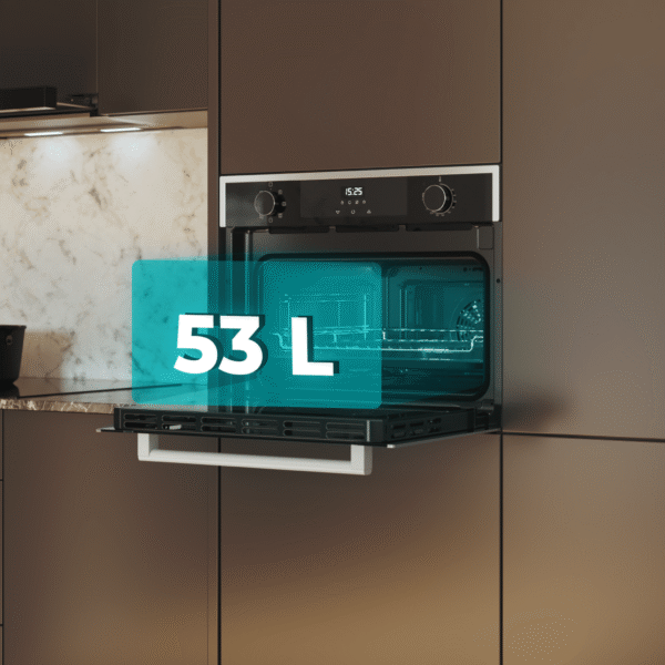 Imagen 5 Horno integrable Cecotec Bolero Hexa M224500 Edge A de 53L, 2600 W y 7 funciones con Steam Assist y Grill. Cocción precisa y eficiente en diseño compacto de 45 cm.