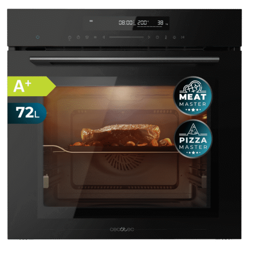 Imagen 2 Horno integrable Cecotec Bolero Hexa SM406000 de 75L, 13 funciones y clase A+. Incluye Steak Master y Pizza Master en acabado cristal negro de 2900 W.