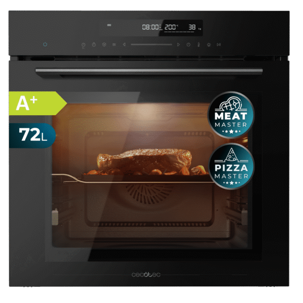 Imagen 2 Horno integrable Cecotec Bolero Hexa SM406000 de 75L, 13 funciones y clase A+. Incluye Steak Master y Pizza Master en acabado cristal negro de 2900 W.