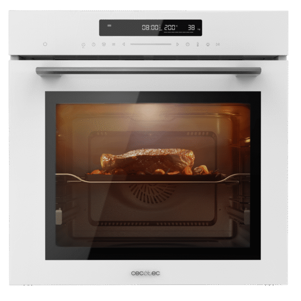 Imagen 3 Horno integrable Cecotec Bolero Hexa SM406000 de 75L, 13 funciones, Pizza Master y Steak Master. Clasificación energética A+ y diseño en cristal blanco.
