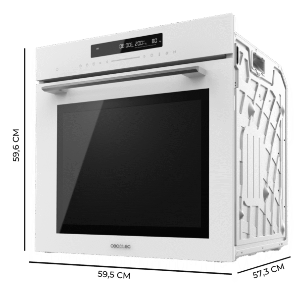 Imagen 5 Horno integrable Cecotec Bolero Hexa SM406000 de 75L, 13 funciones, Pizza Master y Steak Master. Clasificación energética A+ y diseño en cristal blanco.