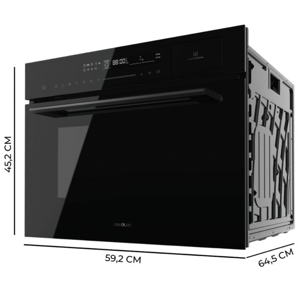 Imagen 3 Horno integrable microondas Cecotec Bolero Hexa MWS704500 de 50L. Con 20 funciones, Full Steam, 2880W y limpieza Steam EasyClean. Diseño elegante en cristal negro.