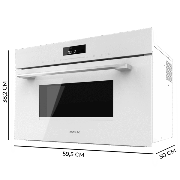 Imagen 3 Microondas integrable Bolero Hexa MW703800 Glass White de 34L con grill, defrost y menús automáticos. Diseño elegante en cristal blanco para tu cocina moderna.