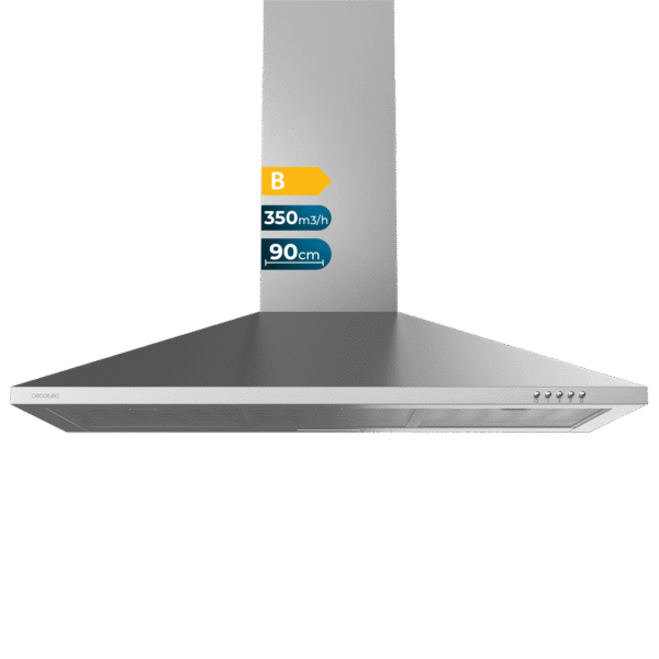 Imagen 4 Campana extractora piramidal Bolero Flux PM 903500 Inox B de 90 cm. Potencia de 65W, succión de 350 m3/h y eficiencia energética clase B para un aire limpio.