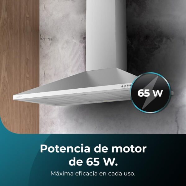Imagen 8 Campana extractora piramidal Bolero Flux PM 903500 Inox B de 90 cm. Potencia de 65W, succión de 350 m3/h y eficiencia energética clase B para un aire limpio.