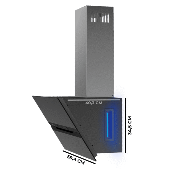 Imagen 3 Campana decorativa Bolero Flux DT 608010 Glass Black A++ de 60cm, succión 800m3/h, control gestual, sensor de humos y máxima eficiencia energética clase A++.