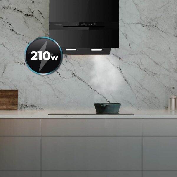 Imagen 8 Campana decorativa Bolero Flux DT 608010 Glass Black A++ de 60cm, succión 800m3/h, control gestual, sensor de humos y máxima eficiencia energética clase A++.