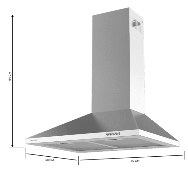 2849-Imagen-3 Imagen 3 Campana piramidal Cecotec Bolero Flux PM 604300 Inox C de 60 cm. Potencia de succión de 403 m3/h, acabado en acero inoxidable y controles mecánicos de precisión.