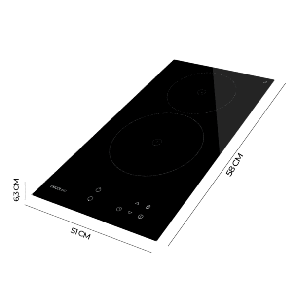 Imagen 3 Placa vitrocerámica Cecotec Bolero Squad V 2001 con 2 zonas, 3000 W de potencia, 9 niveles y control táctil. Diseño compacto y eficiente para tu cocina.