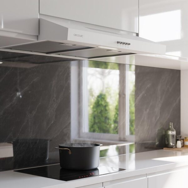 Imagen 8 Campana convencional Bolero Flux CM 602200 White B de 60 cm. Potencia de succión 220 m3/h, eficiencia clase B y 3 niveles de potencia regulables.