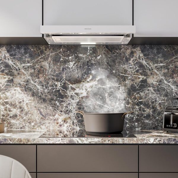 Imagen 6 Campana telescópica Bolero Flux TLM 603500 White A de 60 cm con succión de 350 m3/h, motor de 70 W y eficiencia energética clase A. Ideal para cocinas compactas.