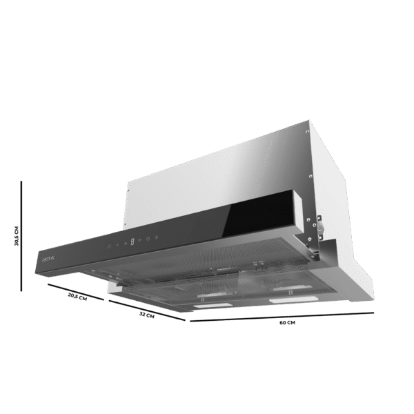 Imagen 3 Campana telescópica Cecotec Bolero Flux TLT 605500 Glass Black de 60 cm. Potencia de 550 m3/h, eficiencia A++, motor de 75W y control gestual Hand Movement.