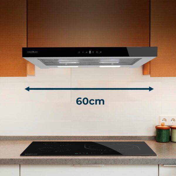 Imagen 5 Campana telescópica Cecotec Bolero Flux TLT 605500 Glass Black de 60 cm. Potencia de 550 m3/h, eficiencia A++, motor de 75W y control gestual Hand Movement.