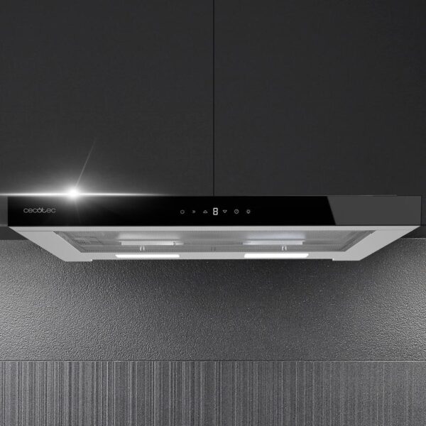 Imagen 6 Campana telescópica Cecotec Bolero Flux TLT 605500 Glass Black de 60 cm. Potencia de 550 m3/h, eficiencia A++, motor de 75W y control gestual Hand Movement.