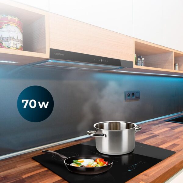 Imagen 8 Campana telescópica Cecotec Bolero Flux TLT 605500 Glass Black de 60 cm. Potencia de 550 m3/h, eficiencia A++, motor de 75W y control gestual Hand Movement.