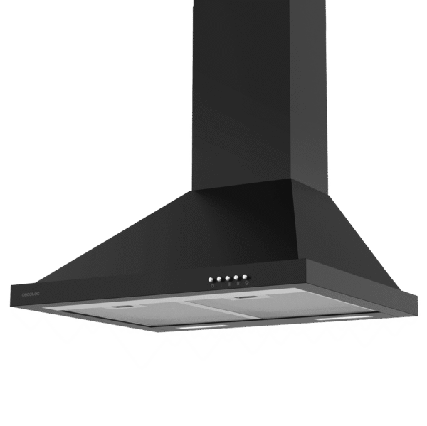2871-Imagen-3 Imagen 3 Campana piramidal Cecotec Bolero Flux PM 606500 Black A de 60 cm. Potencia de succión de 650 m3/h, eficiencia clase A, motor de 165W y elegante acabado negro.