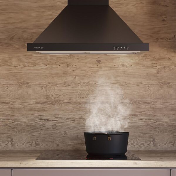 2871-Imagen-6 Imagen 6 Campana piramidal Cecotec Bolero Flux PM 606500 Black A de 60 cm. Potencia de succión de 650 m3/h, eficiencia clase A, motor de 165W y elegante acabado negro.