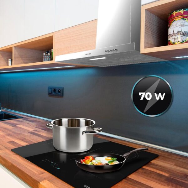 2876-Imagen-8 Imagen 8 Campana extractora Bolero Flux TM 603500 Inox B de 60 cm. Succión de 350 m³/h, motor de 70 W, eficiencia clase B y filtros de carbono para un aire limpio.