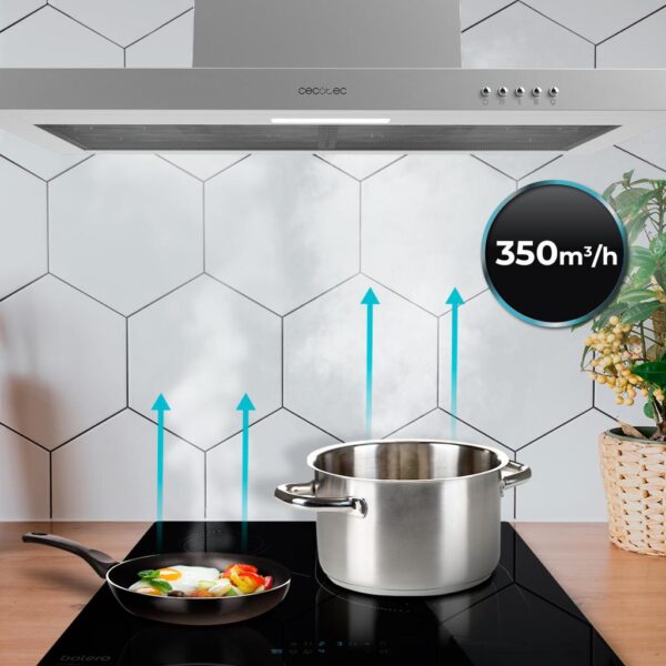 Imagen 7 Campana decorativa Bolero Flux TM 703500 Inox B de 70 cm. Potencia de succión de 350 m³/h, eficiencia energética clase B y acabado en acero inoxidable duradero.