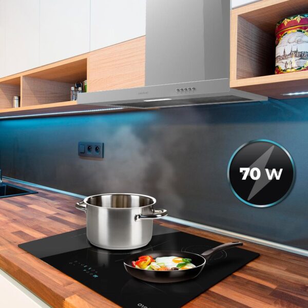 Imagen 8 Campana decorativa Bolero Flux TM 703500 Inox B de 70 cm. Potencia de succión de 350 m³/h, eficiencia energética clase B y acabado en acero inoxidable duradero.