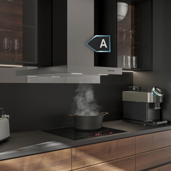 Imagen 5 Campana extractora Cecotec Bolero Flux TM 606500 Inox A de 60 cm. Potencia de succión de 650 m3/h, motor de 165W, eficiencia clase A y diseño elegante en acero.