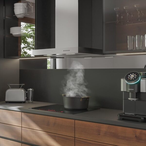 Imagen 8 Campana extractora Cecotec Bolero Flux TM 606500 Inox A de 60 cm. Potencia de succión de 650 m3/h, motor de 165W, eficiencia clase A y diseño elegante en acero.