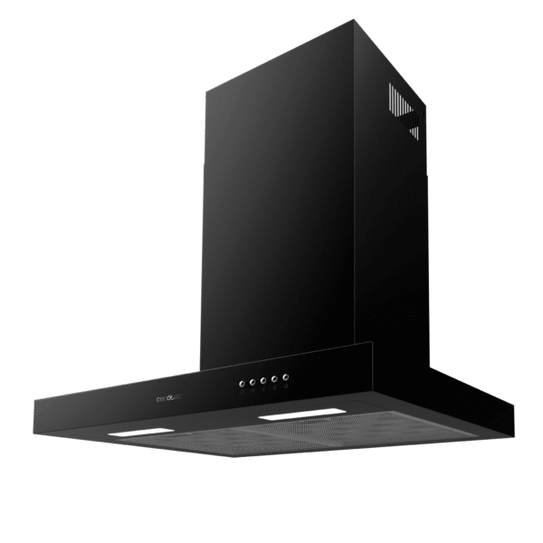 2879-Imagen-3 Imagen 3 Campana decorativa Cecotec Bolero Flux TM 606500 Black A de 60 cm. Succión de 650 m³/h, eficiencia energética clase A, motor de 165W y acabado en color negro.