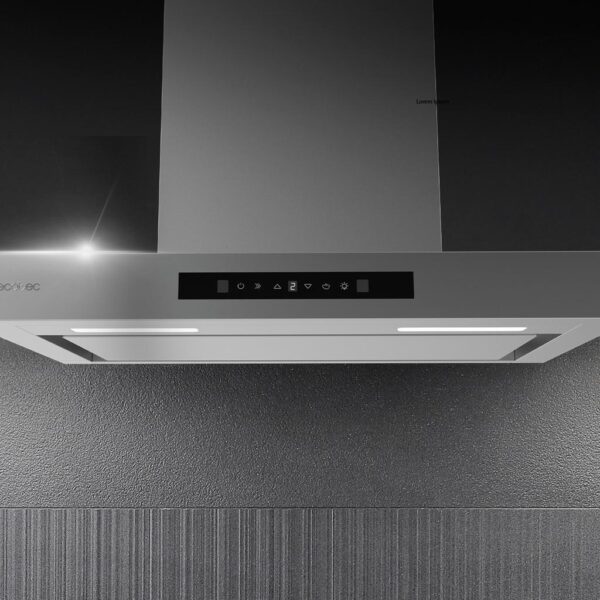 Imagen 6 Campana extractora de 60cm Bolero Flux TT 608000 con 800 m³/h, eficiencia A++, motor de 220W, control gestual, sensor de humo y acabado en cristal negro e inox.