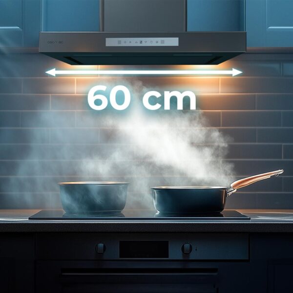 Imagen 5 Campana Cecotec Bolero Flux TT 608000 Slim Glass White A++. 60 cm de ancho, succión 800 m3/h, motor 220W, control gestual y sensor de humo inteligente.