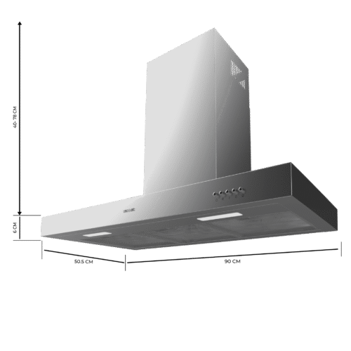 Imagen 2 Campana extractora Cecotec Bolero Flux TM 906500 Inox A de 90 cm. Succión de 650 m3/h, eficiencia energética clase A y acabado en acero inoxidable duradero.