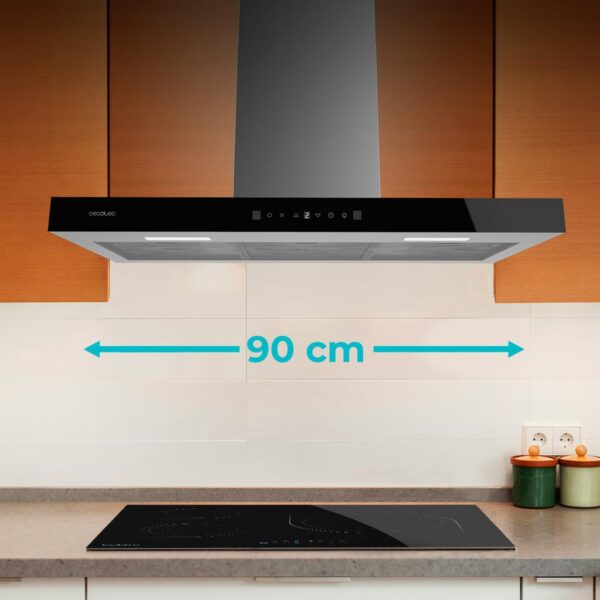 Imagen 6 Campana extractora de 90 cm Bolero Flux TT 905500. Succión 550 m3/h, eficiencia A++, control gestual y sensor de humos. Elegante acabado en vidrio negro.