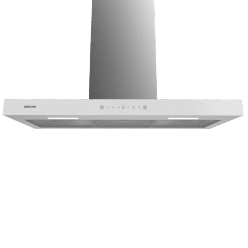 Imagen 2 Campana T Bolero Flux TT 905500 Glass White de 90 cm con succión de 550 m3/h, motor de 70W, eficiencia A++, sensor de humo y control por gestos en cristal blanco.